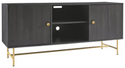Benzara 2 Single Door Wooden TV Stand with Adjustable Shelves, Large, Dark Gray