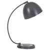 Benzara Curved Metal Desk Lamp with USB and Wireless Charging Pad, Gray