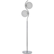 Benzara Contemporary Floor Lamp with Metal and Acrylic Ball Shades, Silver