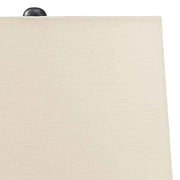 Benzara Bellied Paper Composite Table Lamp with Speckled Details, Cream and Gray