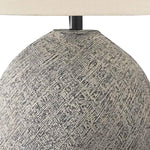 Benzara Bellied Paper Composite Table Lamp with Speckled Details, Cream and Gray
