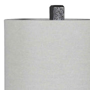 Benzara Cubical Faux Concrete Body Table Lamp with Fabric Drum Shade, Gray