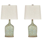Benzara Bottle Shape Paper Composite Table Lamp with Fabric Shade, Set of 2, Gray