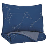 Benzara Constellation Theme Twin Size Fabric Comforter set with 1 Sham, Blue