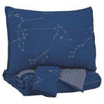 Benzara Constellation Theme Full Size Fabric Comforter set with 1 Sham, Blue