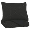 Benzara Geometrically stitched Twin Size Fabric Comforter set with 1 Sham, Black