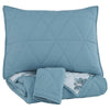 Benzara Geometrically stitched Full Size Fabric Comforter set with 2 Shams, Blue