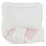 Benzara Flange Border Full Size Reversible Fabric Comforter Set with 2 Shams, White