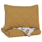 Benzara Diamond Stitched Twin Size Fabric Comforter Set with 1 Sham, Brown