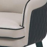 Benzara Mid Century Leatherette Armchair with Peg Legs and Metal Cap,Gray and Brown
