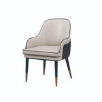 Benzara Mid Century Leatherette Armchair with Peg Legs and Metal Cap,Gray and Brown