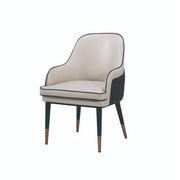 Benzara Mid Century Leatherette Armchair with Peg Legs and Metal Cap,Gray and Brown