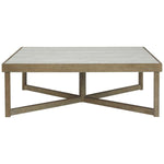 Benzara Faux Marble Top Cocktail Table with Intricate Network Base, Brown