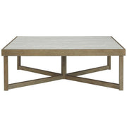 Benzara Faux Marble Top Cocktail Table with Intricate Network Base, Brown