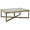 Benzara Faux Marble Top Cocktail Table with Intricate Network Base, Brown