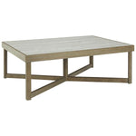 Benzara Faux Marble Top Cocktail Table with Intricate Network Base, Brown