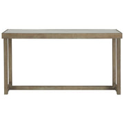 Benzara Faux Marble Top Sofa Table with Wooden Sled Base, Weathered Brown