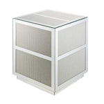 Benzara Mirror Panel Square End Table with Faux Diamond Inlays, Silver