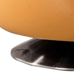 Benzara Round Leather Upholstered Accent Chair with Curved Open Back, Yellow
