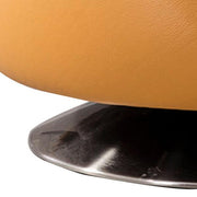 Benzara Round Leather Upholstered Accent Chair with Curved Open Back, Yellow