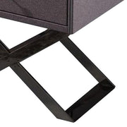 Benzara 1 Drawer Wooden Nightstand with X Shaped Metal Base, Gray and Chrome
