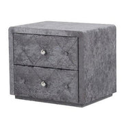 Benzara Fabric Upholstered Wooden Nightstand with 2 Drawers, Gray