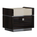 Benzara 2 Drawer Nightstand with Grain Details and Plinth Base, Beige and Brown