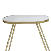 Benzara Obround Mirror Top Accent Table with Angled Metal Legs, Set of 2, Gold