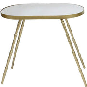Benzara Obround Mirror Top Accent Table with Angled Metal Legs, Set of 2, Gold
