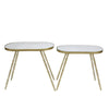 Benzara Obround Mirror Top Accent Table with Angled Metal Legs, Set of 2, Gold