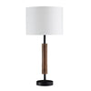 Benzara Table Lamp with Rolling Pin Base and Fabric Shade, Set of 2, White and Brown