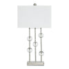 Benzara Crystal Accented Metal Table Lamp with Hardback Shade, White and Silver