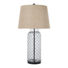 Benzara Woven Wire Wrapped Glass Base Table Lamp with Fabric Shade, Beige
