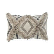 Benzara 22 x 14 Woolen Face Accent Pillow with Fringe Details, Set of 4, Cream