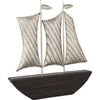 Benzara Wood and Metal Frame Sailboat Sculpture, Brown and Silver