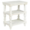 Benzara Wooden Accent Table with 2 Shelves and 2 USB Ports, Antique White