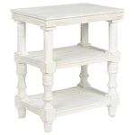 Benzara Wooden Accent Table with 2 Shelves and 2 USB Ports, Antique White