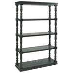 Benzara 5 Tier Wooden Bookcase with Turned Frame, Antique Black