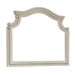 Benzara Scalloped Top Wood Encased Mirror with Molded Details, Antique White