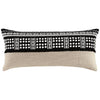 Benzara 36 x 14 Cotton Accent Pillow with Tribal Embroidery, Set of 4, Black and White