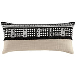 Benzara 36 x 14 Cotton Accent Pillow with Tribal Embroidery, Set of 4, Black and White