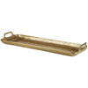 Benzara Rectangular Metal Frame decorative Tray with Cut Out Handle, Gold