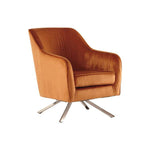 Benzara Polyester Upholstered Swivel Accent Chair with Welt Trim, Orange