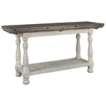 Benzara Flip Top Wooden Sofa Table with Open Bottom Shelf, Brown and Antique White