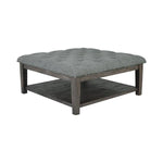 Benzara Fabric Upholstered Ottoman Cocktail Table with Open Bottom Shelf, Gray