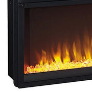Benzara 57 Inch Metal Fireplace Inset with 6 Level Temperature Setting, Black