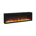 Benzara 57 Inch Metal Fireplace Inset with 6 Level Temperature Setting, Black