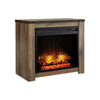 Benzara Wooden Mantel with 6 Temperature Level Fireplace Insert, Black and Brown