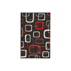 Benzara Machine Made Fabric Rug with Square Design Pattern, Medium, Black and Red