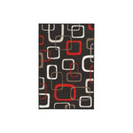 Benzara Machine Made Fabric Rug with Square Design Pattern, Medium, Black and Red